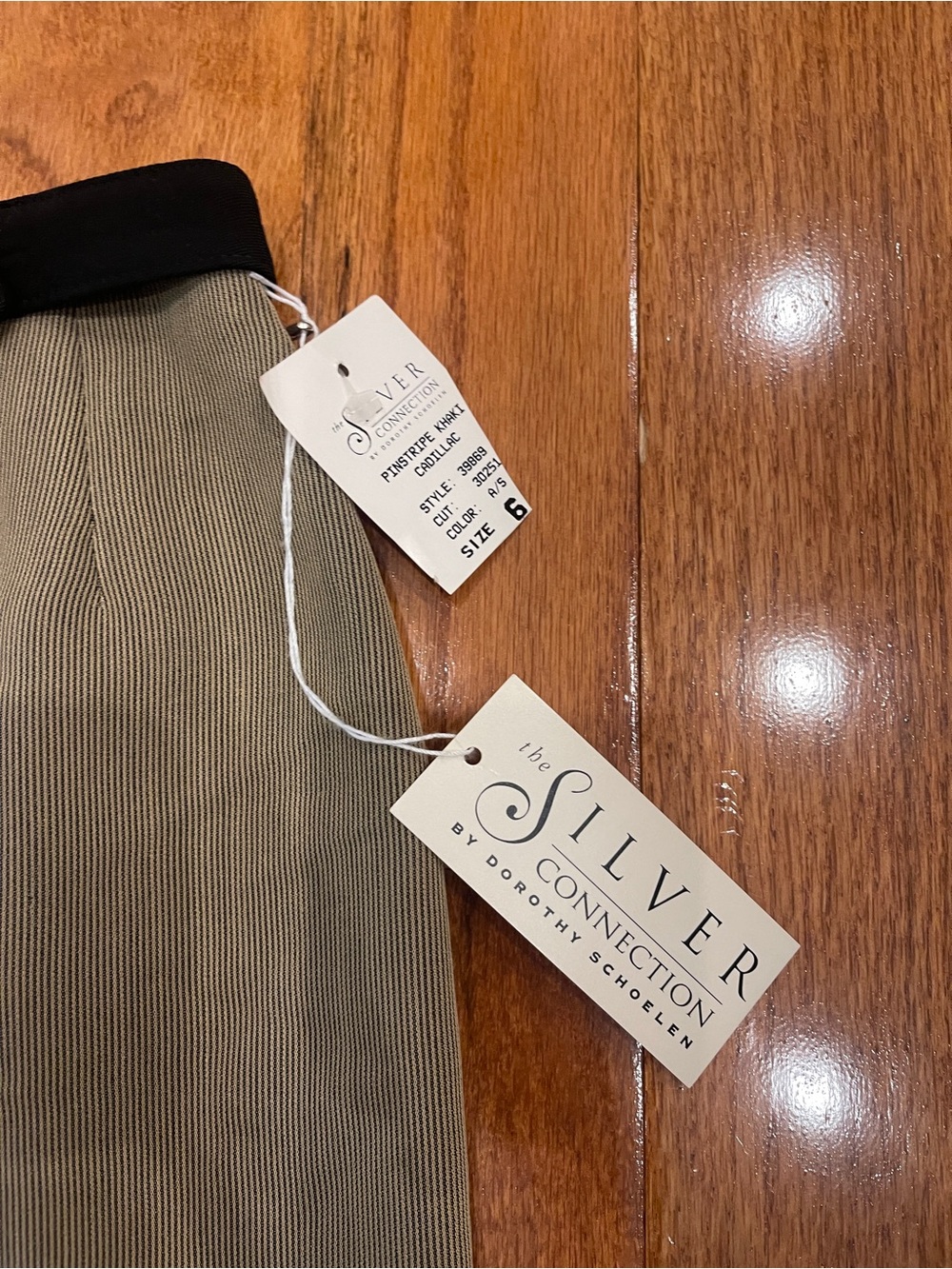 Vintage Silver Connection Black Tan Pinstripe Belted Pencil Skirt Size 6 NEW - Picture 3 of 10